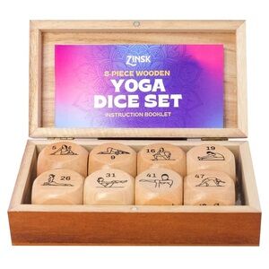 Zinsk 8 piece yoga dice with wooden box